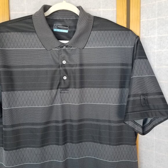 Men's Golf Polo Size XXL Black Gray PGA Tour Performance Fabric - Picture 2 of 8